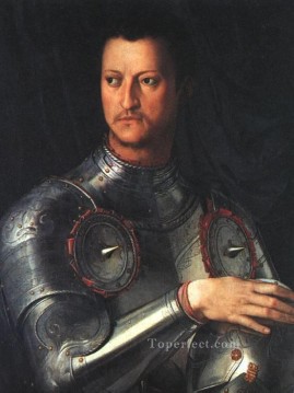 アーニョロ・ブロンズィーノ Painting - 鎧を着たコジモ・デ・メディチ フィレンツェ・アーニョロ・ブロンズィーノ